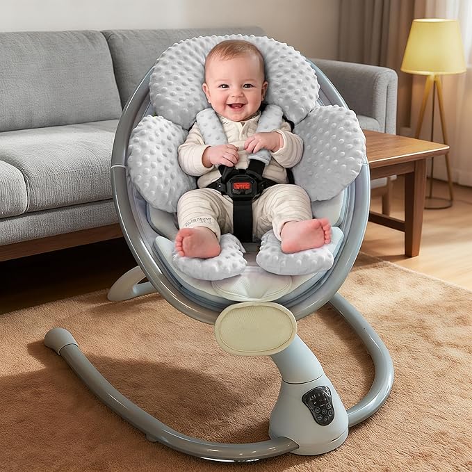 Pro Goleem Infant Car Seat Head Neck Body Support, Ultra-Soft Minky and Microfiber Newborn Car Seat Strap Pads, Perfect for Stroller, 2-in-1 Reversible, for Boys and Girls, Gray