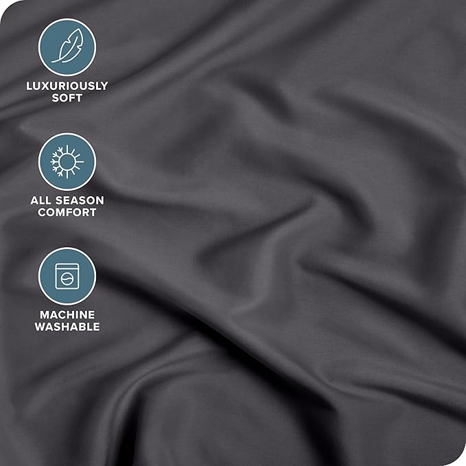 Fitted Bottom Sheet King Size - Premium 1800 Microfiber - Ultra-Soft Hotel Luxury - Deep Pocket - Durable and Long Lasting - Fitted Sheet (King, Forged Iron Grey)