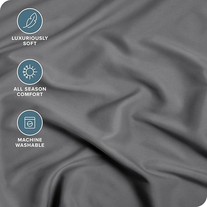 Bare Home Fitted Bottom Sheet Hospital Size - Premium 1800 Microfiber - Ultra-Soft Hotel Luxury - Deep Pocket - Durable and Long Lasting (Hospital, Grey)