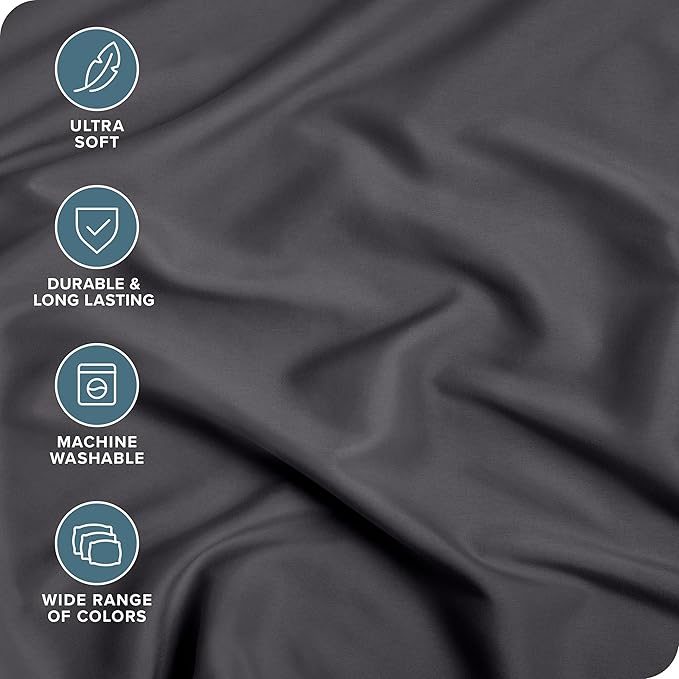 Bare Home 2-Pack Fitted Bottom Sheets Short Queen - Premium 1800 Ultra-Soft Wrinkle Resistant Microfiber - Deep Pocket (Short Queen, Forged Iron Grey)