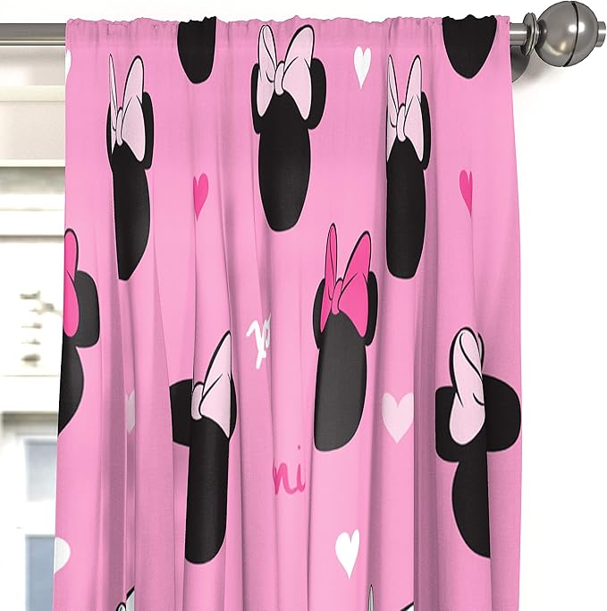 Jay Franco Disney Minnie Mouse Hearts N Love 84" inch Drapes - Beautiful Room Décor & Easy Set Up, Bedding - Curtains Include 2 Tiebacks, 4 Piece Set (Official Disney Product)