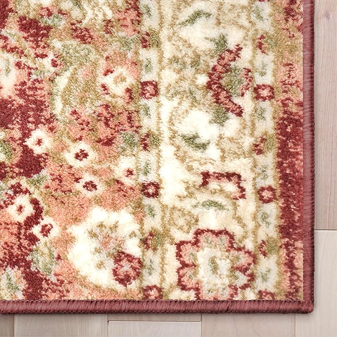 Well Woven Custom Size Runner - Elysium Crimson Vintage Panel Rug 27 Inch Wide x 12 Feet Long (27" x 12' Runner) | Heritage-Inspired, Soft & Durable, Easy to Clean Rug for Hallway, Stairs, entryway
