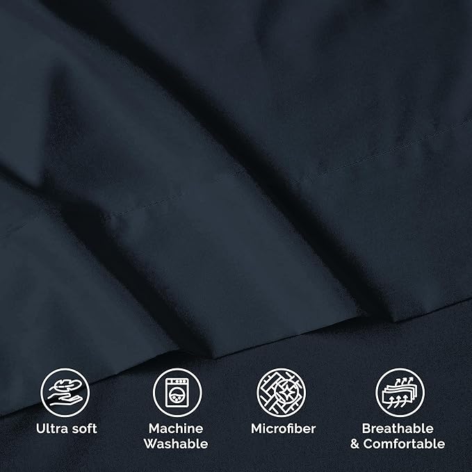 Elegant Comfort Wrinkle-Free 1500 Premier Hotel Quality 1-Piece Flat Sheet, Twin/Twin XL Size, Black