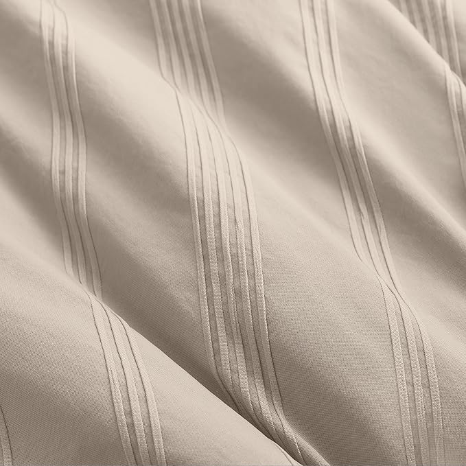 Madison Park Essentials Striped Comforter Set Full, 7 Pieces Modern Minimalist Jacquard Bedding Set for All Season, Bed in A Bag with Sheet Set and Soft Brushed Reverse, Lightweight Neutral