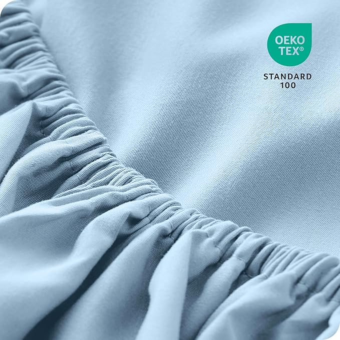 Bare Home 2-Pack Fitted Bottom Sheets Twin - Premium 1800 Ultra-Soft Wrinkle Resistant Microfiber - Deep Pocket (Twin, Light Blue)