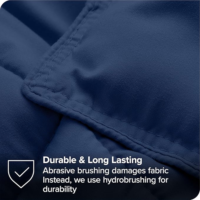 Bare Home Bed-in-A-Bag 7 Piece Comforter & Sheet Set - King - Goose Down Alternative - Ultra-Soft 1800 Premium - Bed Set (King, Dark Blue/Dark Blue)