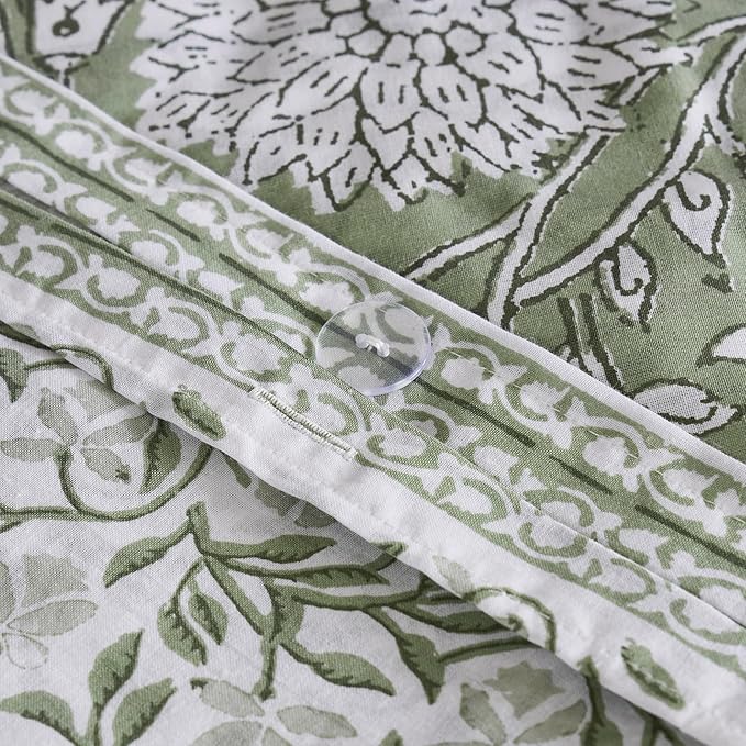 Levtex Home Adare Sage Reversible Queen Duvet Cover Set (90x94in) with 2 Pillow Shams (26x20in) - Floral Bedding - Sage and White - 100% Cotton Queen Size Duvet Cover Set - Soft, Pre-Washed