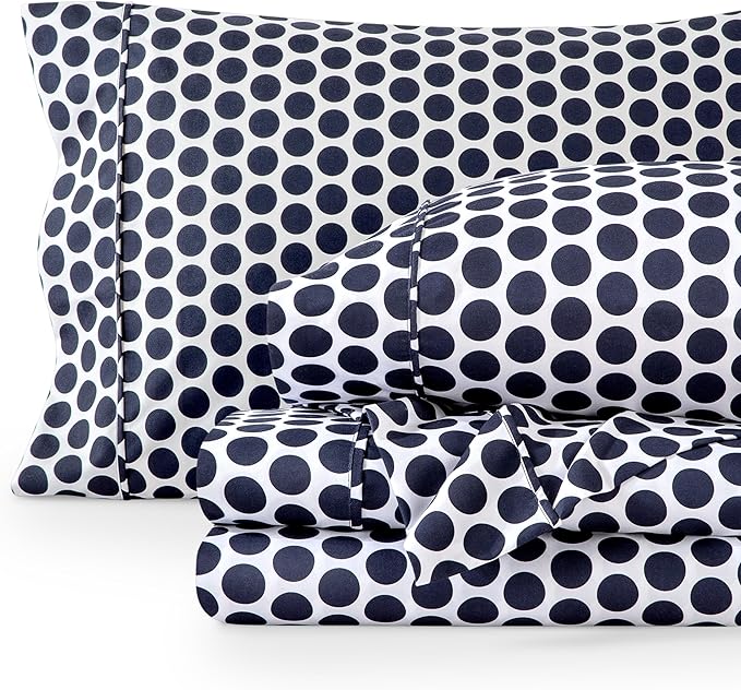 Bare Home Twin Sheet Set - 1800 Ultra-Soft Microfiber Deep Pockets - Easy Fit - Extra Soft - 3 Piece Set - Bedding Sheets & Pillowcases (Twin, Pennytile - White/Midnight)