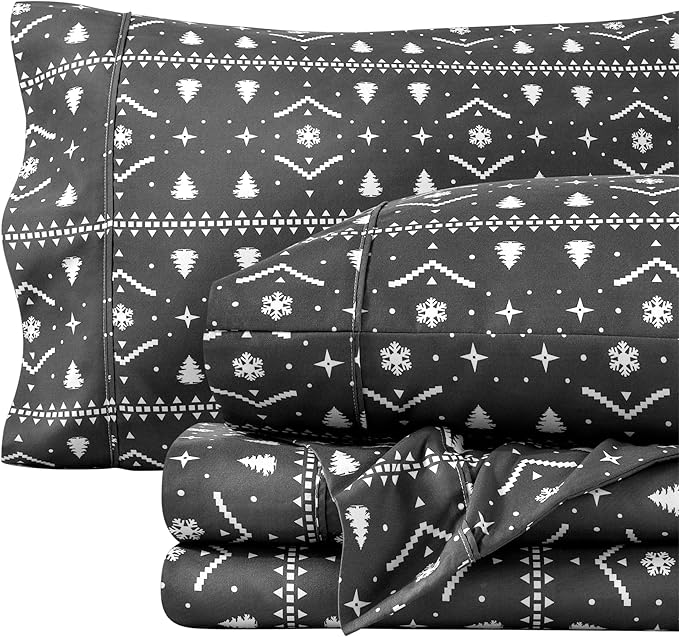 Bare Home Full Sheet Set - Luxury 1800 Ultra-Soft Microfiber Double Brushed - Deep Pockets - Easy Fit - 4 Piece Set (Full, Winter Alpine)