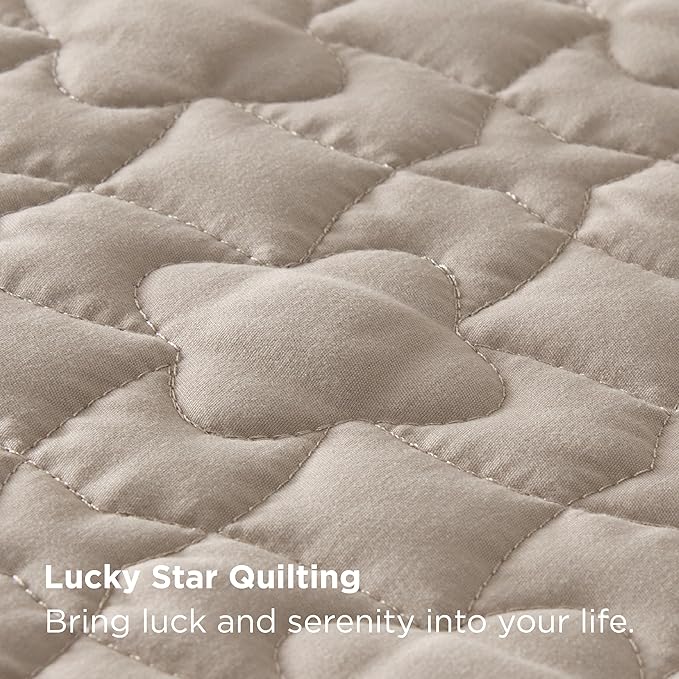 Bedsure Quilts Queen Size - Lightweight Bedspreads Queen Size with Lucky Star Quilting, Soft Quilt Bedding Set, Taupe Comforter Set Coverlet for All Seasons with 2 Pillow Shams (90" x 96")