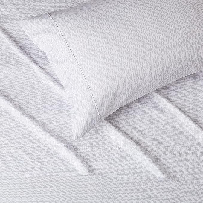 Amazon Basics Lightweight Super Soft Easy Care 3-Piece Microfiber Cozy Bed Sheet Set with 14-Inch Deep Pockets, Twin XL, Gray Crosshatch