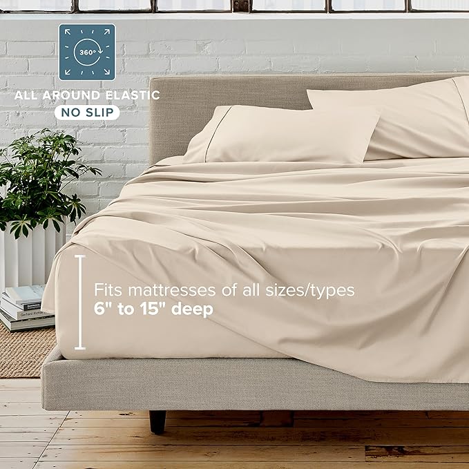 Bare Home Reversible Bed-in-A-Bag Comforter & Sheet Set - Twin - Down Alternative - Soft - Bedding Set (Twin, Taupe/Sand, Sand)