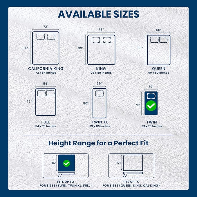 Utopia Bedding Waterproof Mattress Protector Twin Size 14 Pack, Premium 200 GSM Terry Mattress Cover, Soft & Breathable Bed Cover, Fitted Sheet Style with Stretchable Deep Pockets 15" (White)