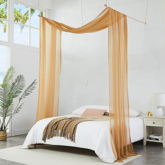 Warm Home Designs Carmel Gold Bed Canopy Curtains in 55 x 360 Inch Size. Our King Canopy Bed Curtains Work Great as Kids Canopy, Bed Scarf, Bed Curtain or to Enhance Bed Decor. BC Gold 360"