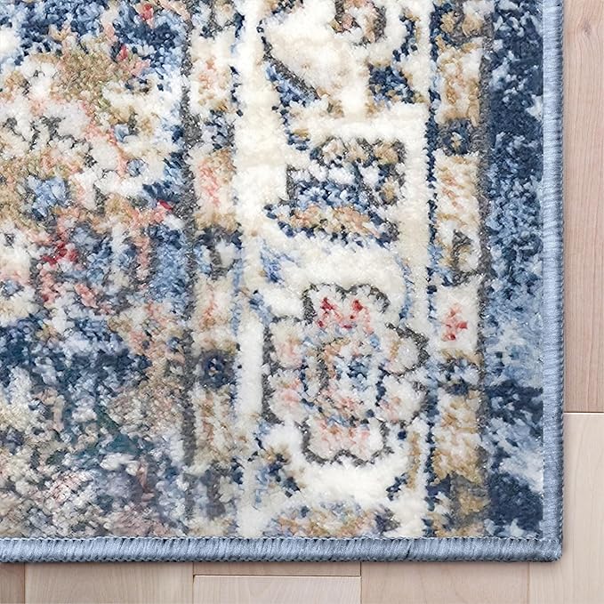 Well Woven Custom Size Runner - Elysium Midnight Blue Vintage Panel Rug 27 Inch Wide x 18 Feet Long (27"x 18' Runner) | heritage-inspired, soft & durable, easy to clean rug for hallway, stairs, entry