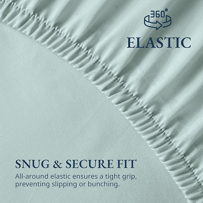 LANE LINEN Fitted Sheets Twin Size, Charcoal 2-Piece Set (1 Fitted Sheet, 1 Pillowcase), Percale Weave, Ultra Soft, Breathable,Fits Mattress Upto 15'' Deep - Cool Blue (No Flat Sheet)
