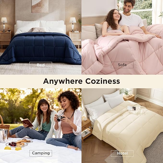 Bedsure Comforter Duvet Insert - Quilted Comforters Oversize Queen, All Season Duvet, GentleSoft Down Alternative Bedding, with 8 Tabs, Gifts for Women/Men, Cream,Oversize Queen 98 x 98 Inches