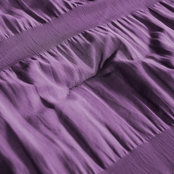 SLEEP ZONE Luxury Seersucker Queen Comforter Set 3-Piece, Soft & Lightweight Down Alternative Duvet Insert with Pillow Sham Cooling for Summer, Purple