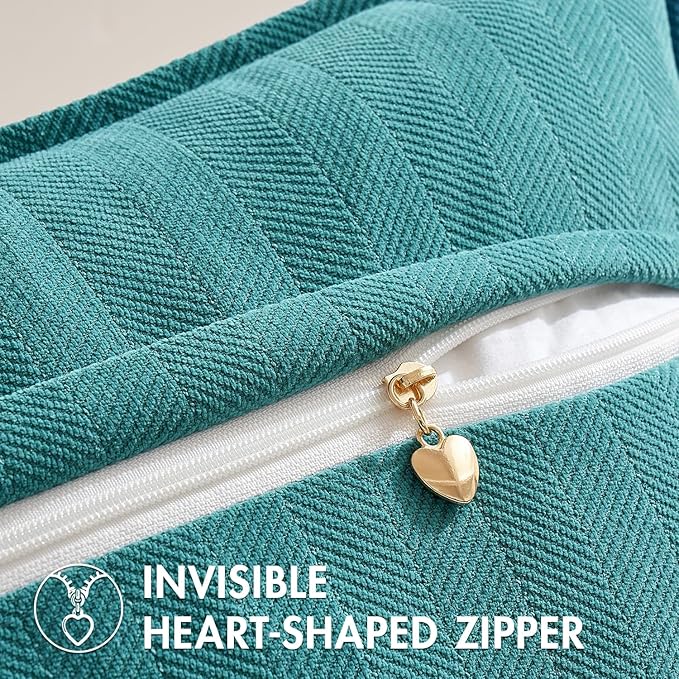 MIULEE Pack of 2 Teal Decorative Pillow Covers 18x18 Inch Soft Chenille Luxurious Couch Throw Pillows Farmhouse Cushion Covers with Elegant Design for Sofa Bedroom Living Room Home Decor