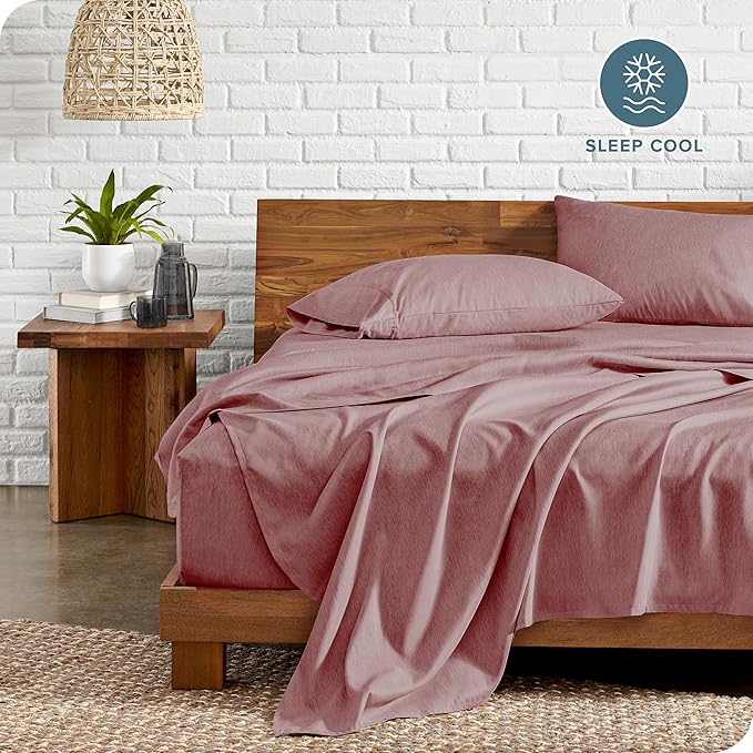 Bare Home Full Sheet Set - Luxury 1800 Ultra-Soft Microfiber Double Brushed - Deep Pockets - Easy Fit - 4 Piece Set - Bedding Sheets & Pillowcases (Full, Heathered Rosewood)
