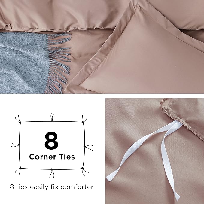 Bedsure Duvet Cover Queen Size - Soft Double Brushed Bedding Set for Kids & Adults, Zipper Closure, 3 Pieces, Includes 1 Duvet Cover (90"x90") & 2 Pillow Shams, NO Comforter, Dusty Rose