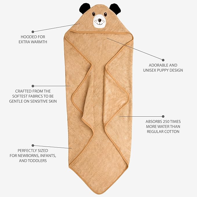 MINIBOO Hooded Baby Towels for Newborn & Toddler - Super Soft Baby Bath Towels with Hood, Highly Absorbent Viscose Made from Bamboo Hooded Towel for Boys, Girls, Newborn Essentials