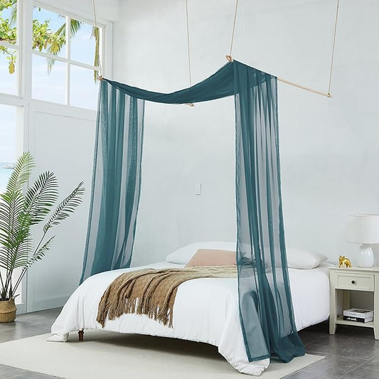 Warm Home Designs Dusty Blue Bed Canopy Curtains in 55 x 144 Inch Size. Our Twin Canopy Bed Curtains Work Great as Kids Canopy, Bed Scarf, Bed Curtain or to Enhance Bed Decor. BC D Blue 144"