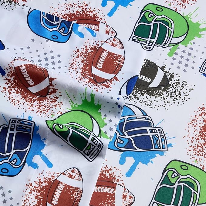Kids Bedding Set Bed in a Bag for Boys and Girls Toddlers Printed Sheet Set and Comforter, Full, Football