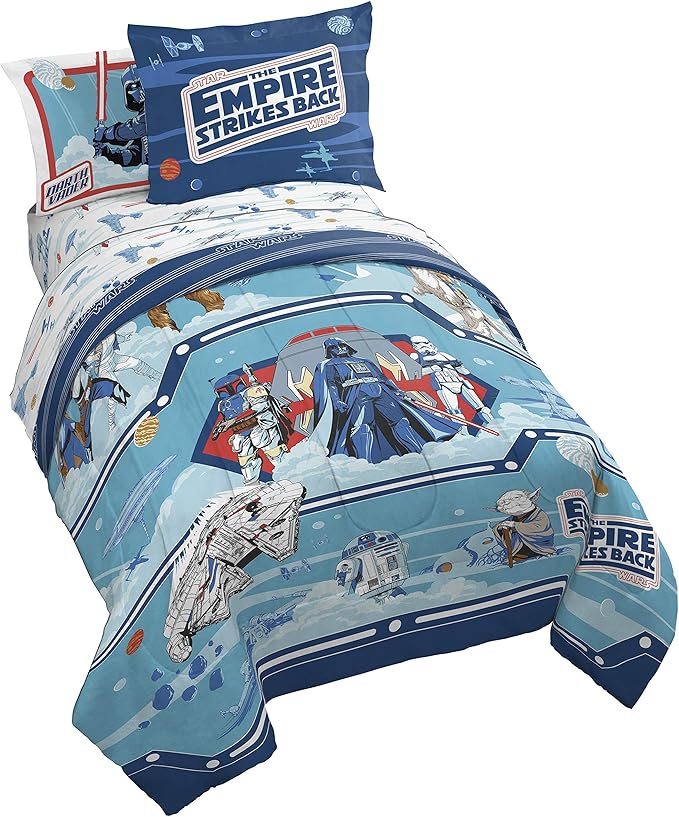 Jay Franco Star Wars Empire Strikes Back 4 Piece Twin Bed Set - Includes Reversible Comforter & Sheet Set - Super Soft Fade Resistant Microfiber