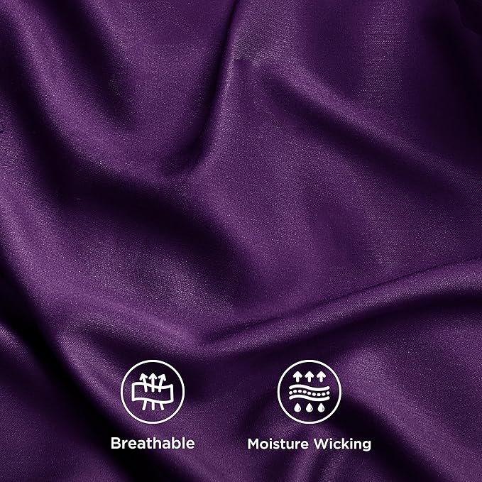 Bedsure Cooling Sheets Twin XL, Rayon Derived from Bamboo, Breathable & Soft Twin XL Sheet Sets, Deep Pocket Up to 16 Inches, Hotel Luxury Silky Dorm Bedding for Hot Sleepers, Plum