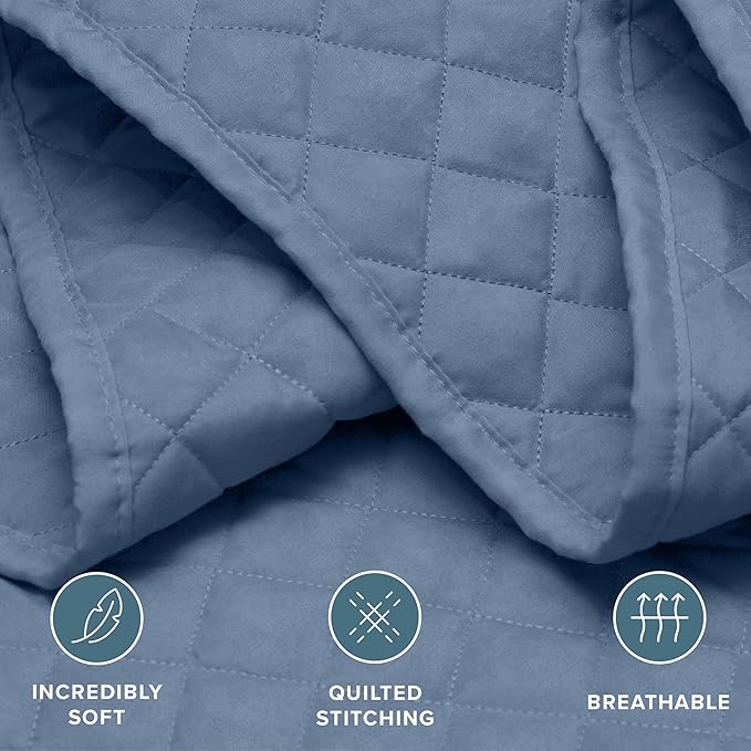 Bare Home Coverlet Set - King Size - Lightweight Bed Decor - Comforter Alternative - All-Season Quilted Bedspread (King, Coronet Blue)
