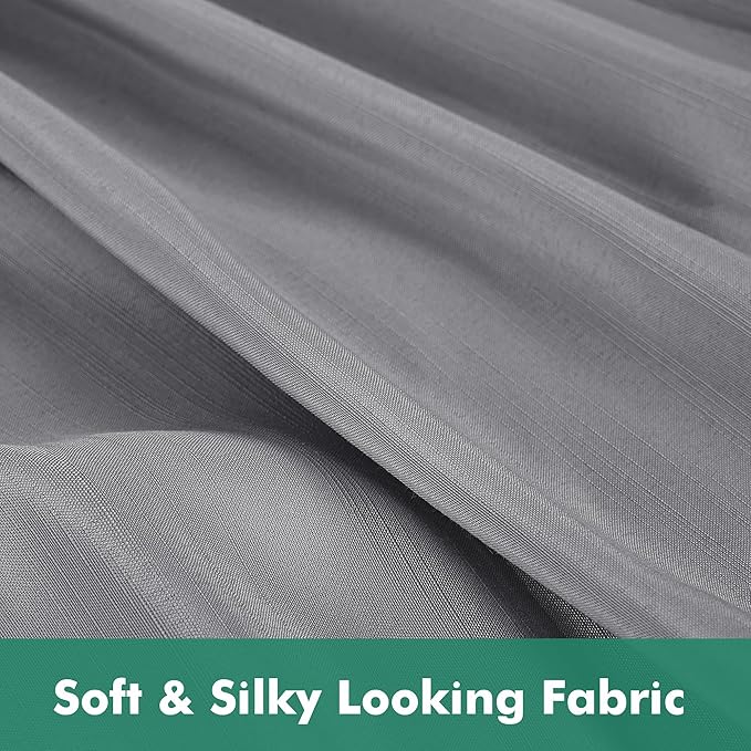 Biscaynebay Wrap Around Bed Skirts with Split Corners for Full Beds 12" Drop, Silver Grey Adjustable Elastic Dust Ruffles Easy Fit Wrinkle & Fade Resistant Silky Luxurious Fabric Machine Washable