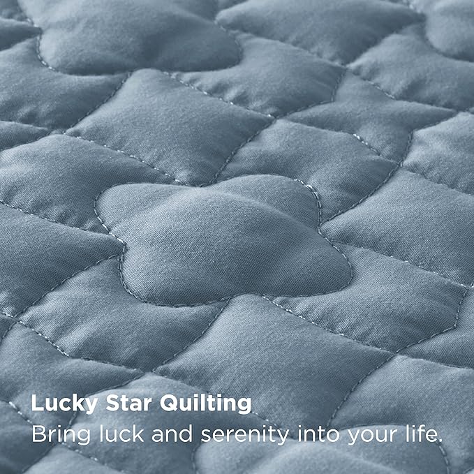 Bedsure Quilts King Size - Lightweight Bedspreads King Size with Lucky Star Quilting, Soft Quilt Bedding Set, Dusty Blue Comforter Set Coverlet for All Seasons with 2 Pillow Shams (106" x 96")