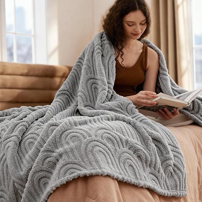 Bedsure GentleSoft Fleece King Size Blanket for Bed - Super Soft & Cozy, Fluffy Blankets for Women & Girls, Ideal for Sofa & Couch, Light Grey, 108x90 Inches