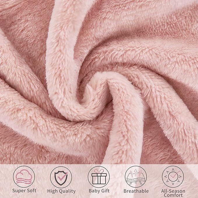 Pro Goleem Fleece Baby Blankets for Girls with 2 Inch Satin Trim, Super Soft Plush Receiving Blanket for Infant Toddler Newborn, Cozy 30x40 Inch Crib & Stroller Blanket (Pink)