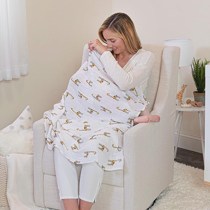 aden + anais Boutique Muslin Swaddle Blanket for Baby Girls and Boys, Newborn Receiving Blanket for Swaddling, 100% Muslin Cotton Swaddle Wrap, 4 Pack, Jungle Jam