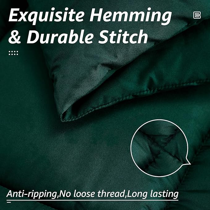 HYLEORY All Season King Size Bed Comforter - Cooling Down Alternative Quilted Duvet Insert with Corner Tabs - Winter Warm - Machine Washable - Emerald Green
