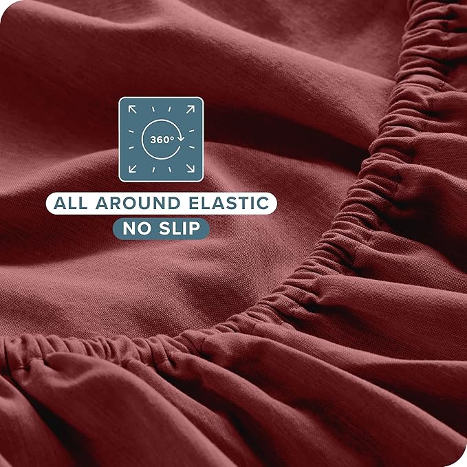 Bare Home Split Head Flex King Sheet Set - 1800 Ultra-Soft Microfiber Sheets - Double Brushed - Deep Pockets - Easy Fit - 4 Piece Set - FlexTop Bed Sheets (Split Head Flex King, Heathered Rose)