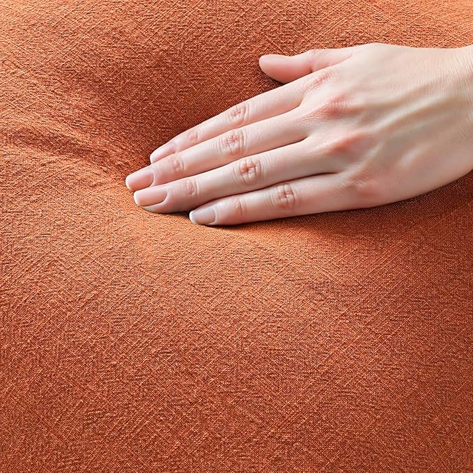 MIULEE Decorative Throw Pillow Covers Neutral Linen Fringe Throw Pillows Set of 2 Burnt Orange Boho Farmhouse Cushion Covers with Tassels for Couch Sofa Bed Living Room Home Decor 18x18 Inch