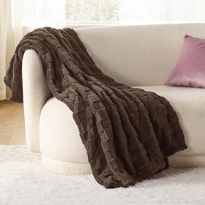 Bedsure GentleSoft Brown Throw Blanket for Couch - Super Soft Cozy Blankets Gifts for Women Men Girls, Cute Small Fleece Throws for Bedroom Home Decor, 50x70 Inches