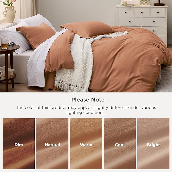 Bedsure Taupe Duvet Cover Queen Size - 3 Pieces Prewashed Cotton-Like Extra Soft Bedding Set, Includes 1 Duvet Cover 90x90 Inches with Zipper Closure & 2 Pillow Shams, Comforter Not Included