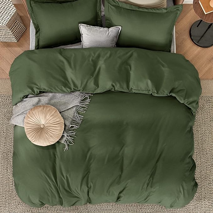 Bedsure Duvet Cover King Size - Only Includes 1 Duvet Cover (104"x90"), Hotel Luxury Soft Double Brushed All Season Bedding for Kids & Adults, Zipper Closure, NO Comforter, Olive Green