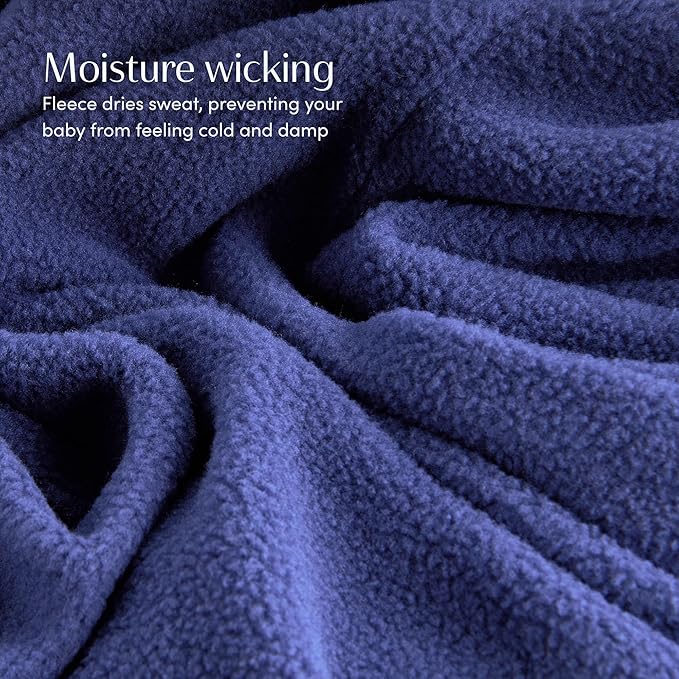 SleepingBaby Zipadee-Zip Transition Swaddle - Cozy Fleece Wearable Blanket with Two-Way Zipper for Baby Sleep - Navy, Small (4-8 Month)