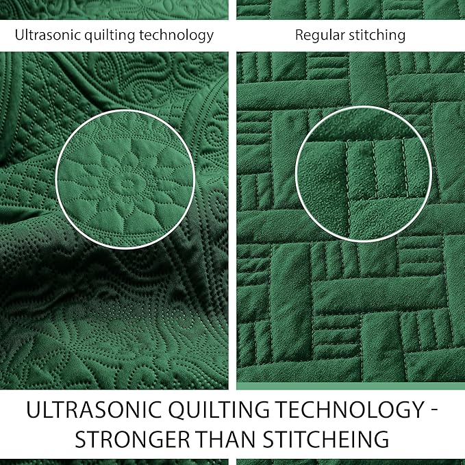 IR Imperial Rooms 10 Pack Twin Quilt Bedding Set (68" x 86") - Bulk Wholesale for Hotels, Guest Bedroom & Airbnbs - Lightweight Microfiber Reversible Floral Embossed Quilts Bedspreads (Emerald)