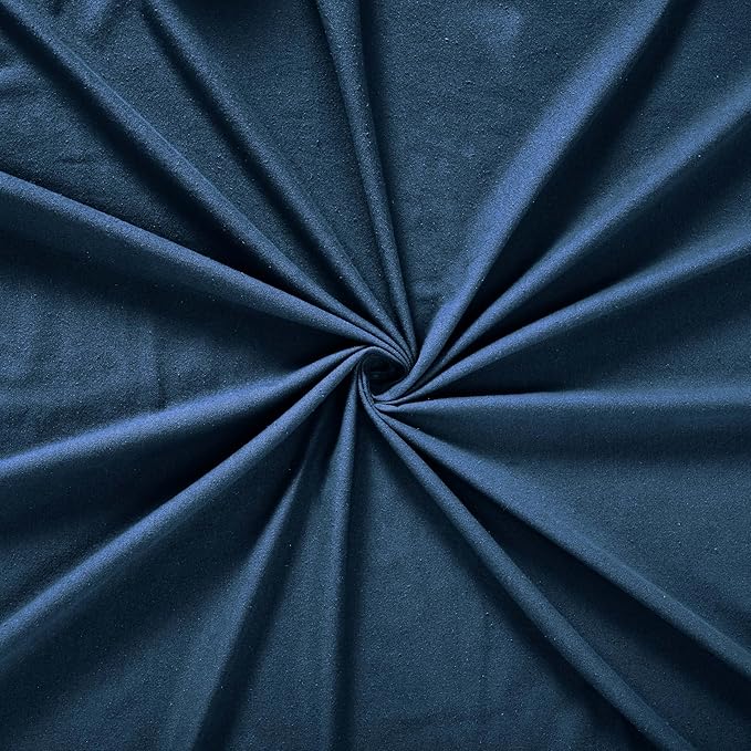 Superior Flannel Cotton Bed Sheet Set, Set Includes: One Flat Sheet, One Fitted Sheet and One Pillowcase, Breathable, Modern Solid Classic, Twin, Navy Blue