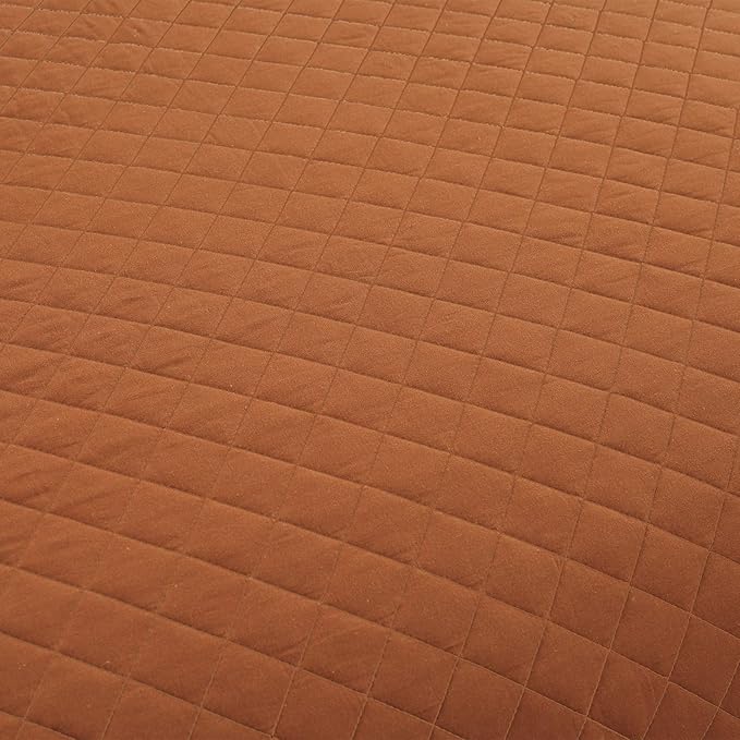 Lush Decor Ava Quilt Diamond Pattern Solid 3 Piece Oversized Bedding Blanket Bedspread Set - Full/Queen - Rust