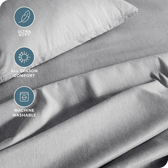 Bare Home Queen Sheet Set - Luxury 1800 Ultra-Soft Microfiber Double Brushed - Deep Pockets - Easy Fit - 4 Piece Set - Bedding Sheets & Pillowcases (Queen, Heathered Charcoal)