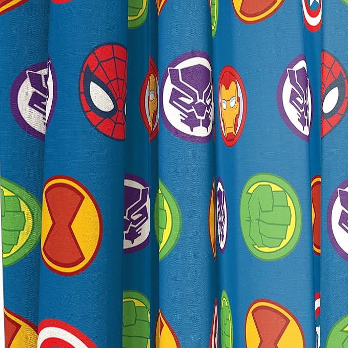 Jay Franco Marvel Super Hero Adventures Double Team 63" Inch Drapes - Beautiful Room Décor & Easy Set Up, Bedding Features The Avengers - Curtains Include 2 Tiebacks, 4 Piece Set