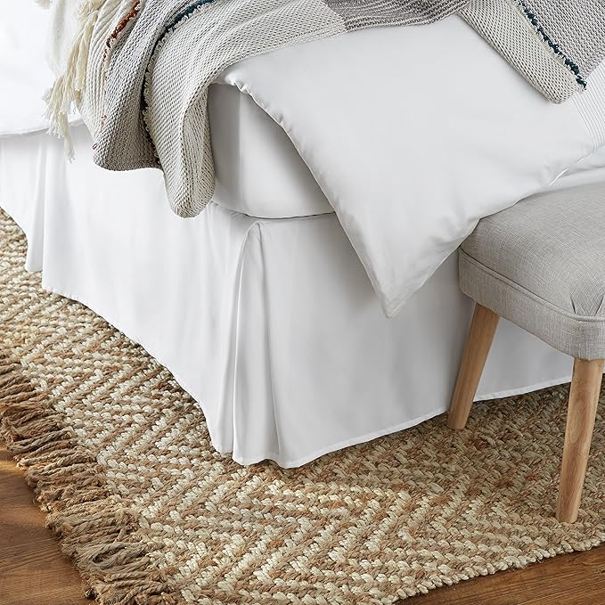 Amazon Basics Lightweight Pleated Bed Skirt, Full, Bright White, Solid (Pack of 8)