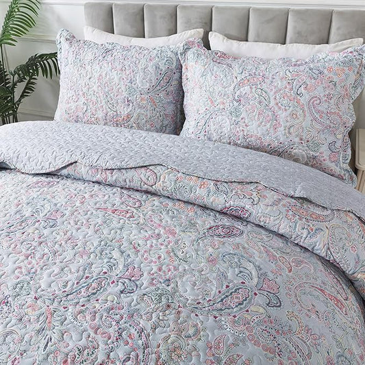HoneiLife Quilt Sets King Size - Microfiber Bedspreads 3-Piece, Lightweight Coverlets King Quilt Bedding Sets All Season Quilts